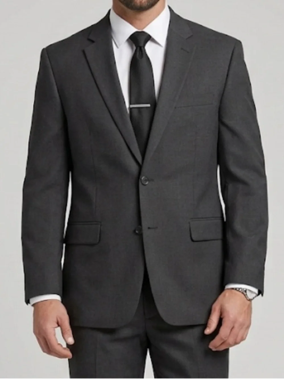 J.M. Haggar Men's Classic Fit Stretch Suit Jacket in Dark Gray Heather
